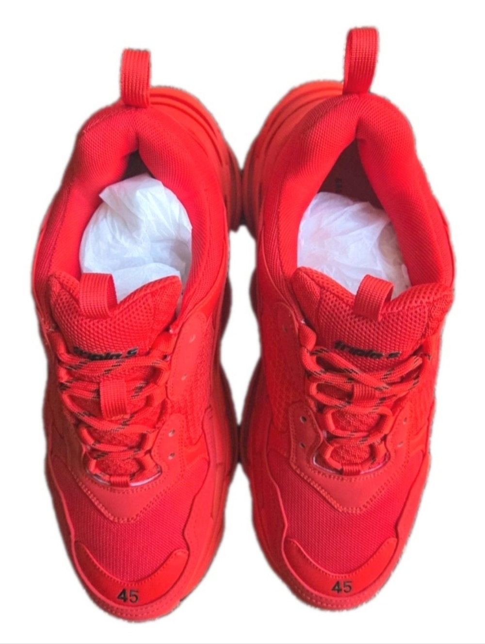 Balenciaga Red Triple S LowTop Sneakers EU 45 / Men's US Size 12 - Picture 5 of 14